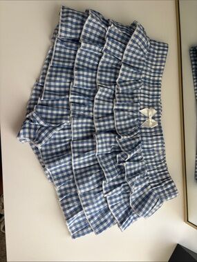 Blue gingham skirt/shorts
